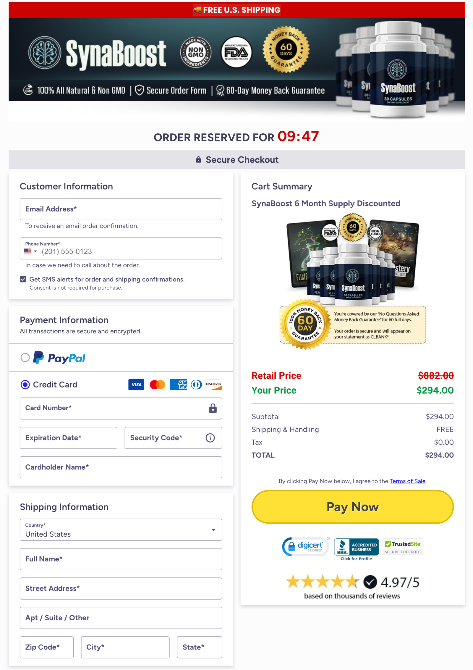 SynaBoost Official Website Secure Order Page